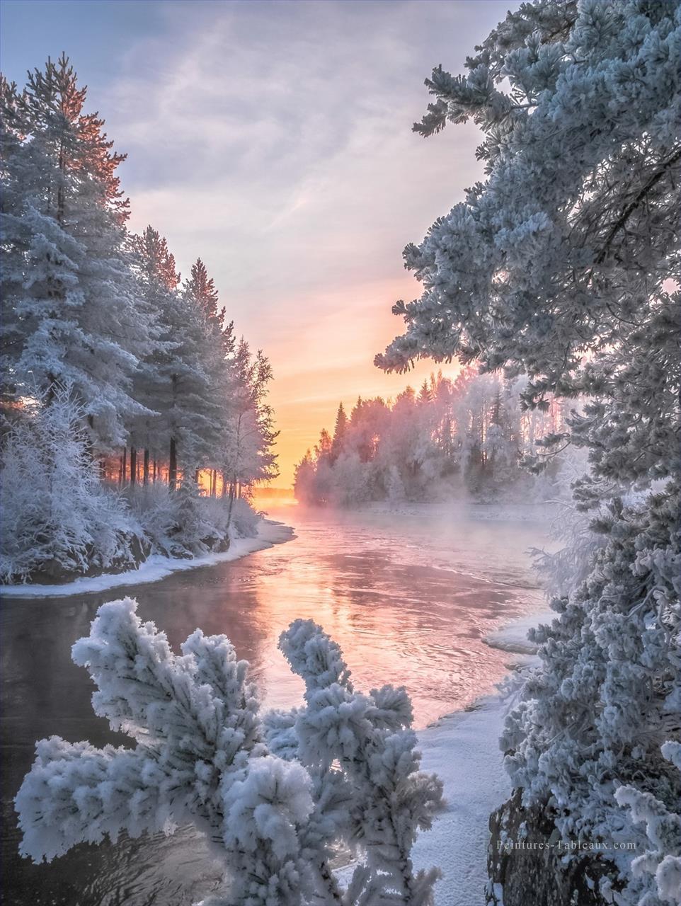 photographie réaliste 15 paysage d’hiver Peintures à l'huile